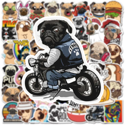 50PCS Cartoon Sharpei Dog Pug Graffiti Sticker Luggage Laptop Skateboard Helmet PVC Custom Sticker