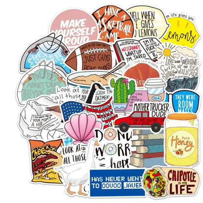 50PCS Cartoon Fashion Toy Car Water Cup Graffiti Diary Guitar Skateboard Decoration Waterproof Sticker