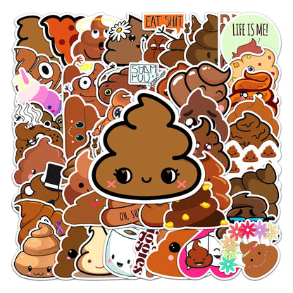 50PCS Poop Spoof Personality Decoration Graffiti Waterproof Sticker Notebook Refrigerator Stationery Box WaterCup