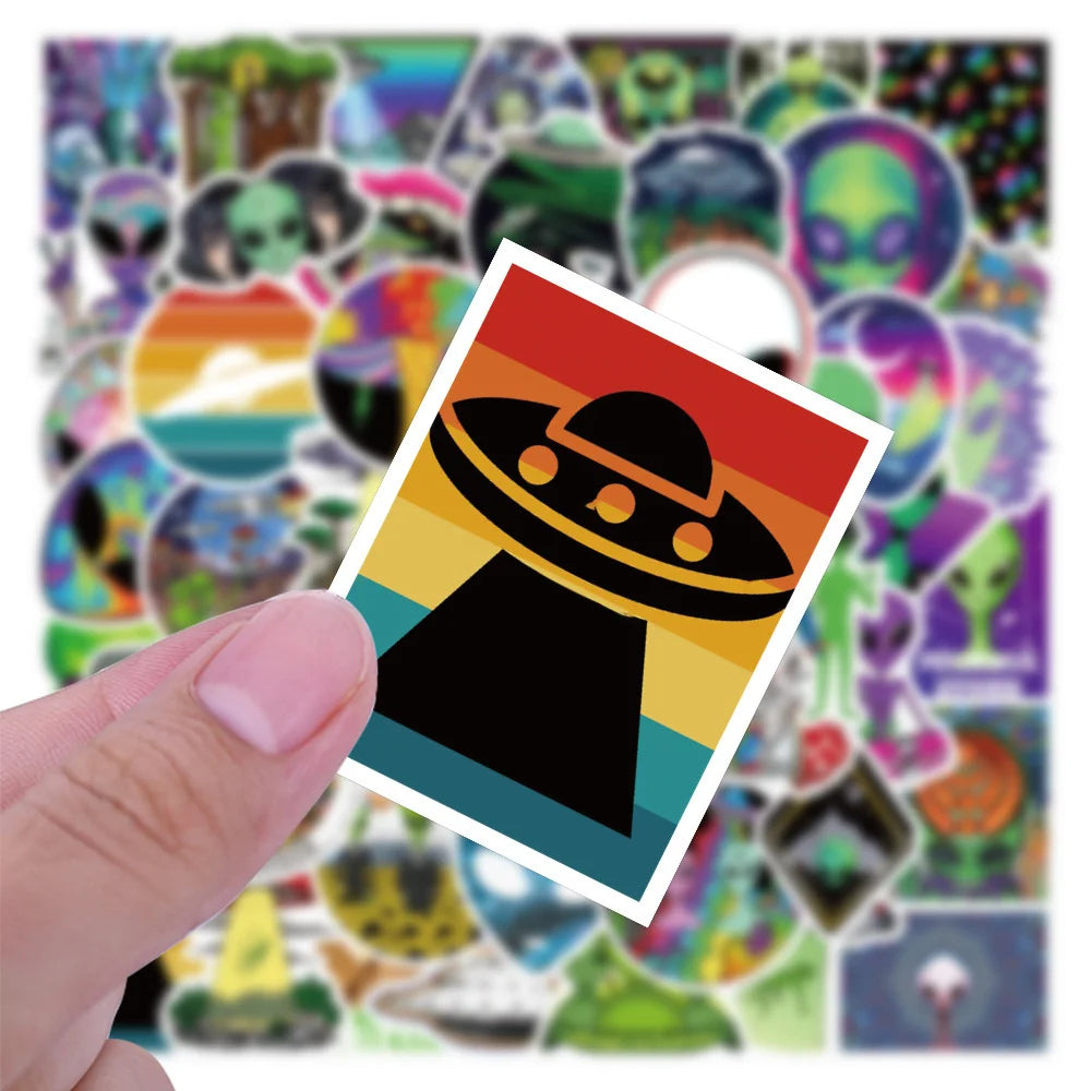 50PCS Alien Cartoon Graffiti Notebook Trolley Case Bike Scooter Waterproof Children Gift Sticker