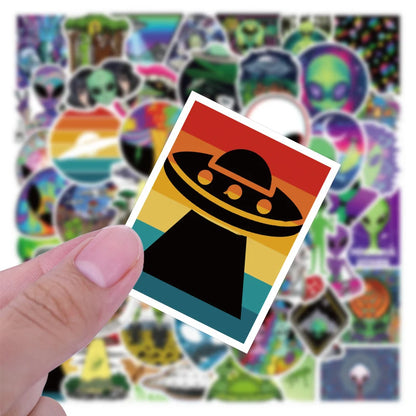 50PCS Alien Cartoon Graffiti Notebook Trolley Case Bike Scooter Waterproof Children Gift Sticker