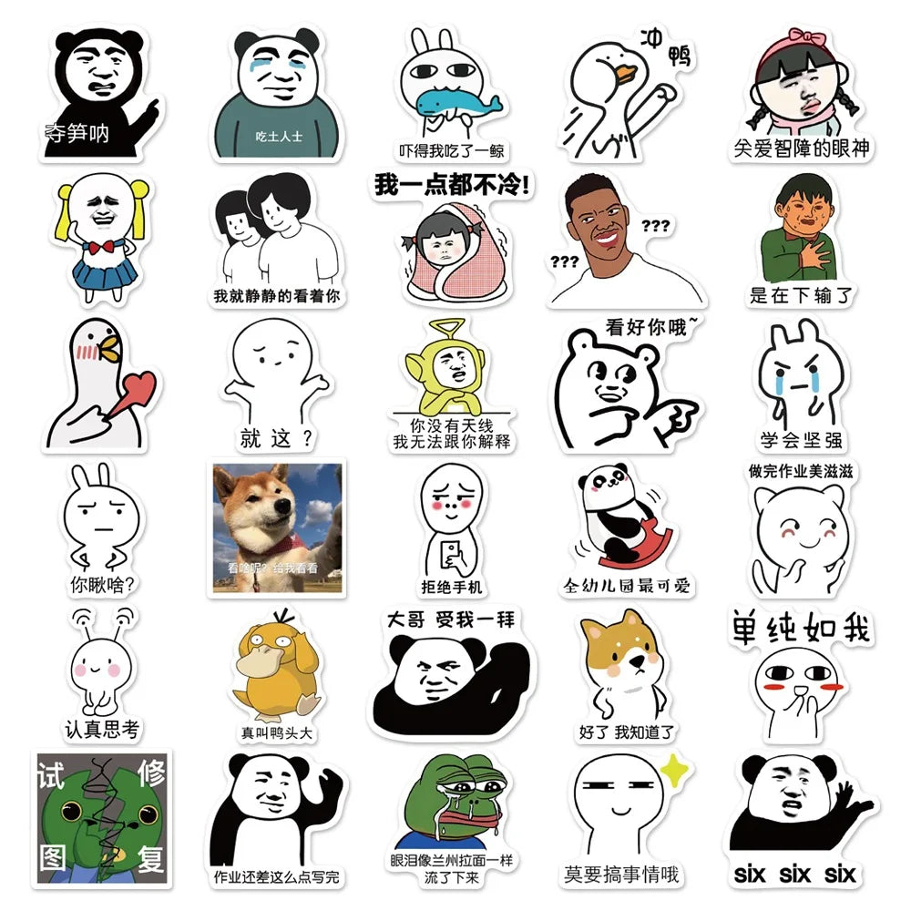 50pcs New Funny Net Red Expression Bag Graffiti Decoration Waterproof Sticker