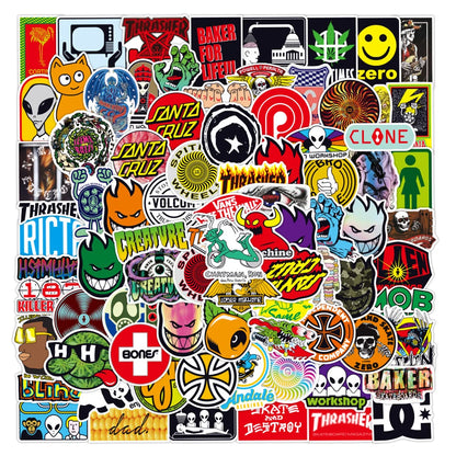 100PCS Skateboard Tide Brand Cool Sticker Notebook Trolley Case Bike Scooter Water Cup Waterproof Sticker