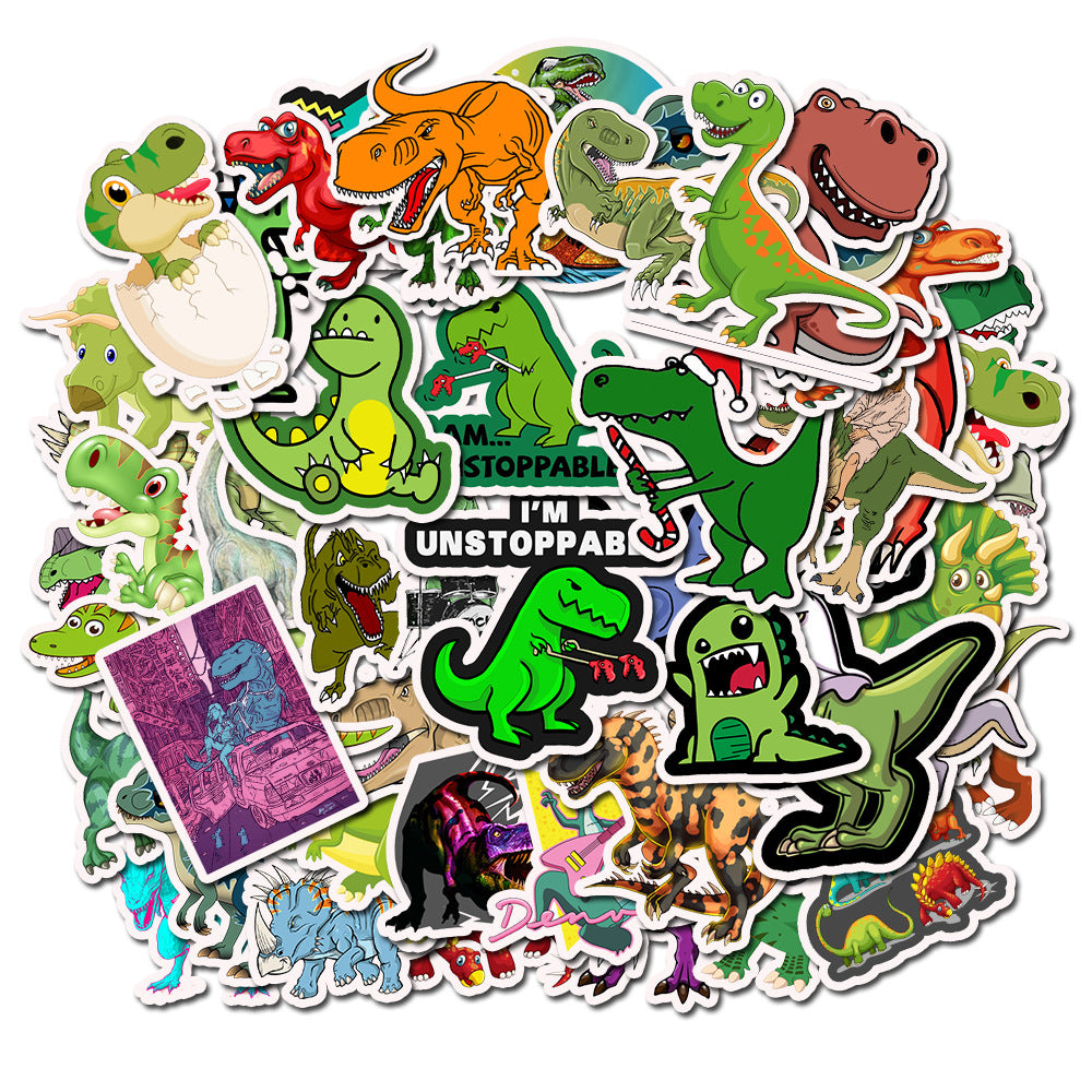 50PCS Art Illustration Trendy Cute Cartoon Dinosaur Doodle Stickers Exquisite Fashion Creative DIY Decorative Sticker Decals for Notebooks Suitable for Mugs, Helmets, Skateboards, Pencil Cases, and Desktops