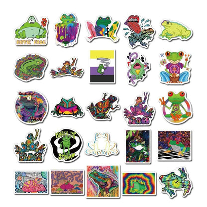 50PCS Psychedelic Aesthetics Cartoon Frog Stickers Toy Luggage Mobile Phone Decoration Graffiti Stickers