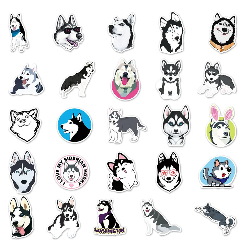 50PCS Kawaii Cartoon Cute Husky Children Gift Graffiti Bicycle Laptop Suitcase Stationery Waterproof Stickers