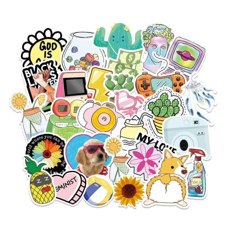 50PCS non-repetitive VSCO style graffiti stickers, personalized luggage, car thermos flasks, phone cases, laptop decorative stickers, toys