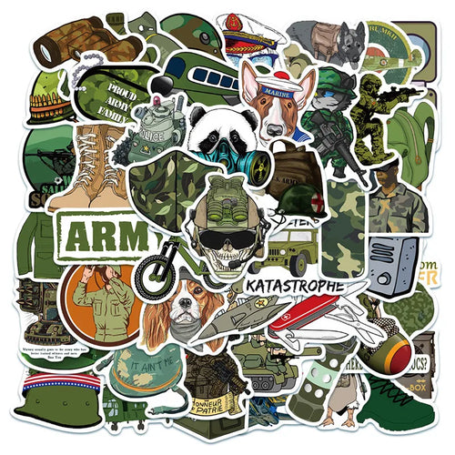 50PCS Soldier Military Character Camouflage Cartoon Graffiti Boy Toy Mobile Phone Notebook Waterproof Stickers
