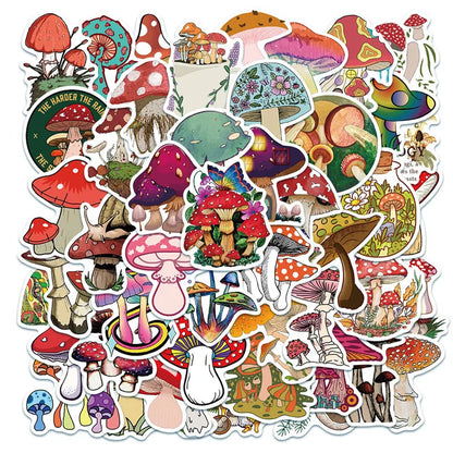 50PCS Plant Mushroom Cute Cartoon Graffiti Toy Notebook Mobile Phone Guitar PVC Waterproof Stickers