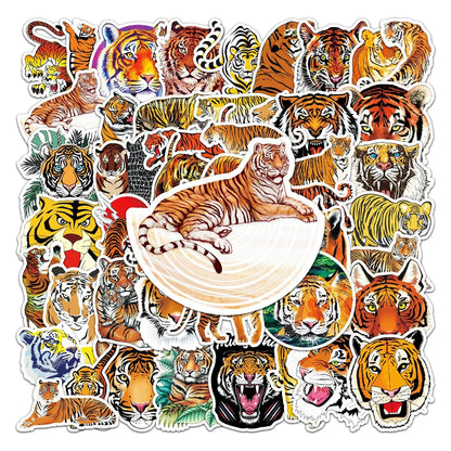 50PCS Tiger Graffiti Stickers Personality Cool Animal DIY Motorcycle Luggage Waterproof Stickers