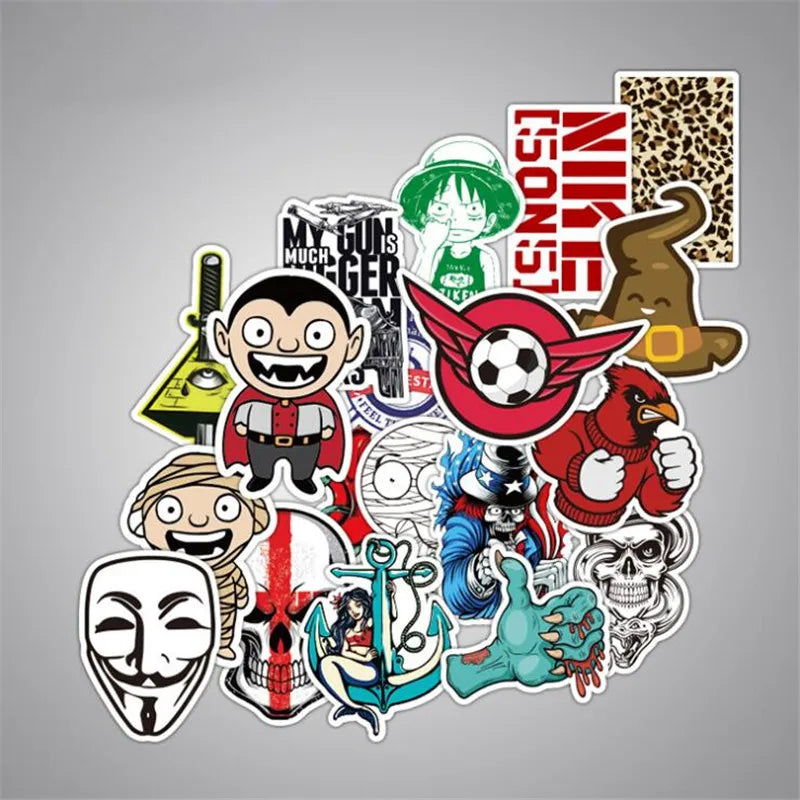 50 PCS hip-hop rock skull boy toy cartoon suitcase graffiti car phone skateboard helmet personality sticker