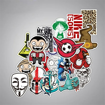 50 PCS hip-hop rock skull boy toy cartoon suitcase graffiti car phone skateboard helmet personality sticker