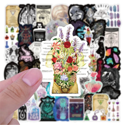 50PCS cartoon medicine horror Gothic decorative style graffiti stickers, personalized fashion and creative trend DIY exquisite decorative decal cups, helmets, skateboard popular sticker toys