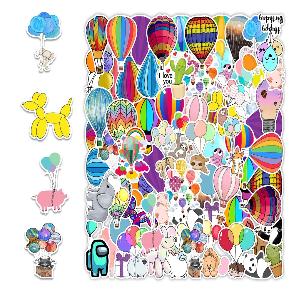 50PCS Cartoon Balloon Sticker Computer Notebook Mobile Phone Water Cup Sticker Waterproof Sticker