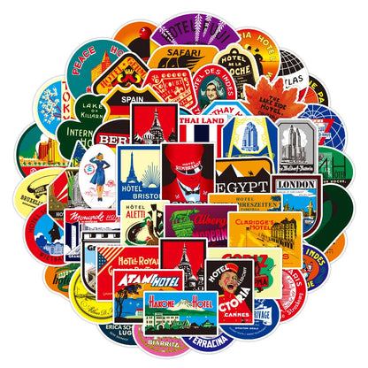 50PCS Outdoor Travel Graffiti Sticker Waterproof Laptop Scooter Motorcycle Refrigerator Water Cup Sticker