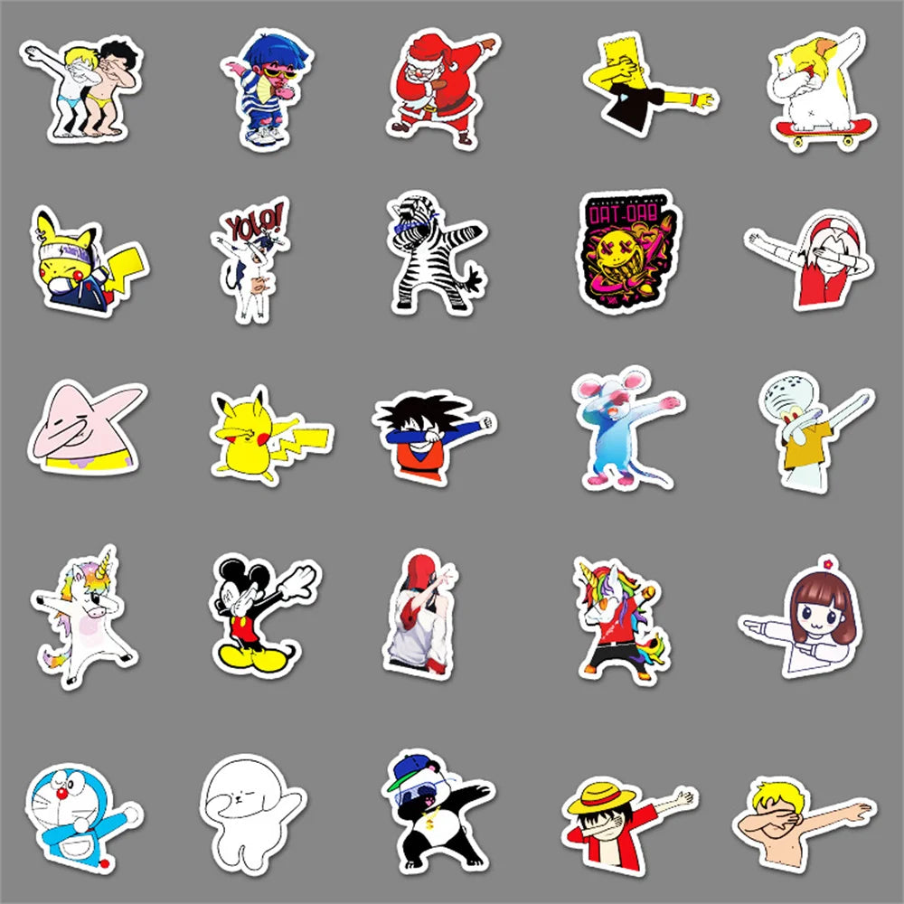 50PCS New Cartoon Animated Image Cover Face Gesture Graffiti Decoration Luggage Waterproof Sticker