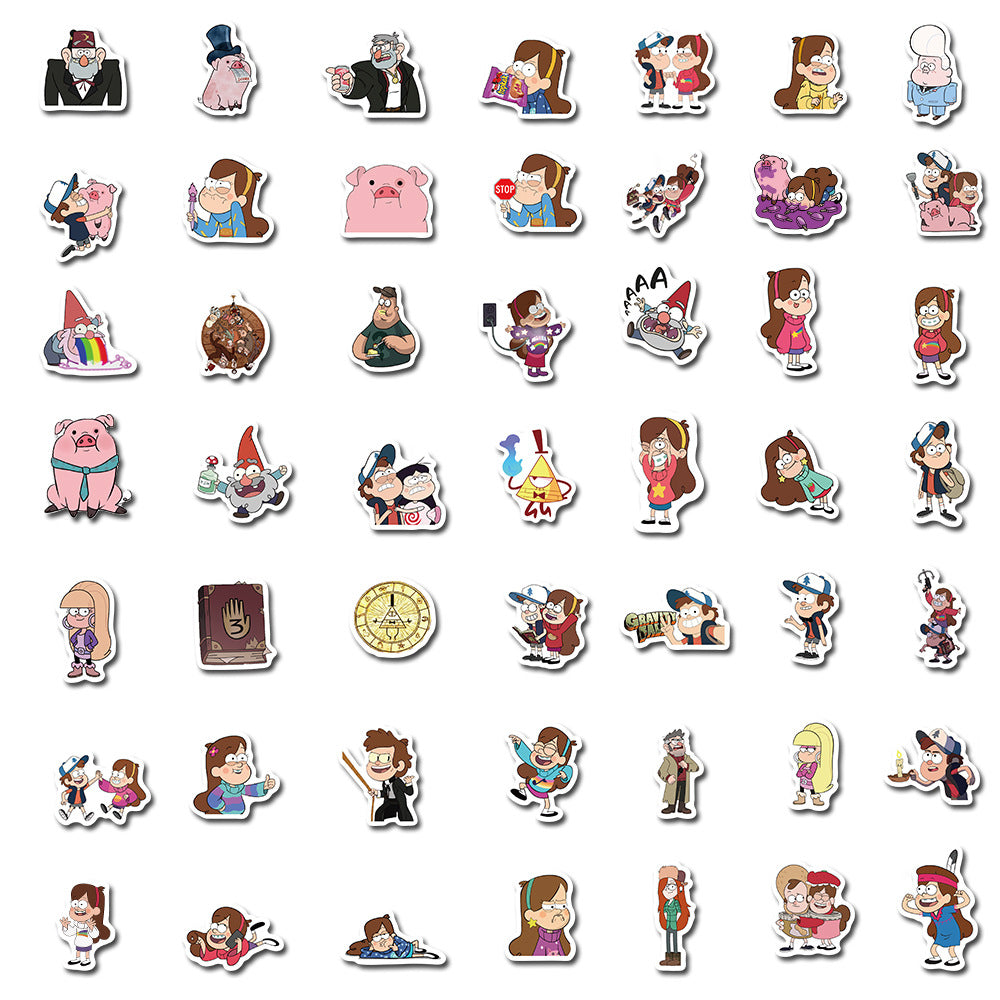 50PCS Adorable Cartoon Whimsical Town Characters Pattern Doodle Stickers Perfect for Suitcases, Laptops, Skateboards, Water Bottles, Pencil Cases Exquisite DIY Desktop Decorations & Journal Stickers
