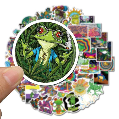 50PCS Psychedelic Aesthetics Cartoon Frog Stickers Toy Luggage Mobile Phone Decoration Graffiti Stickers