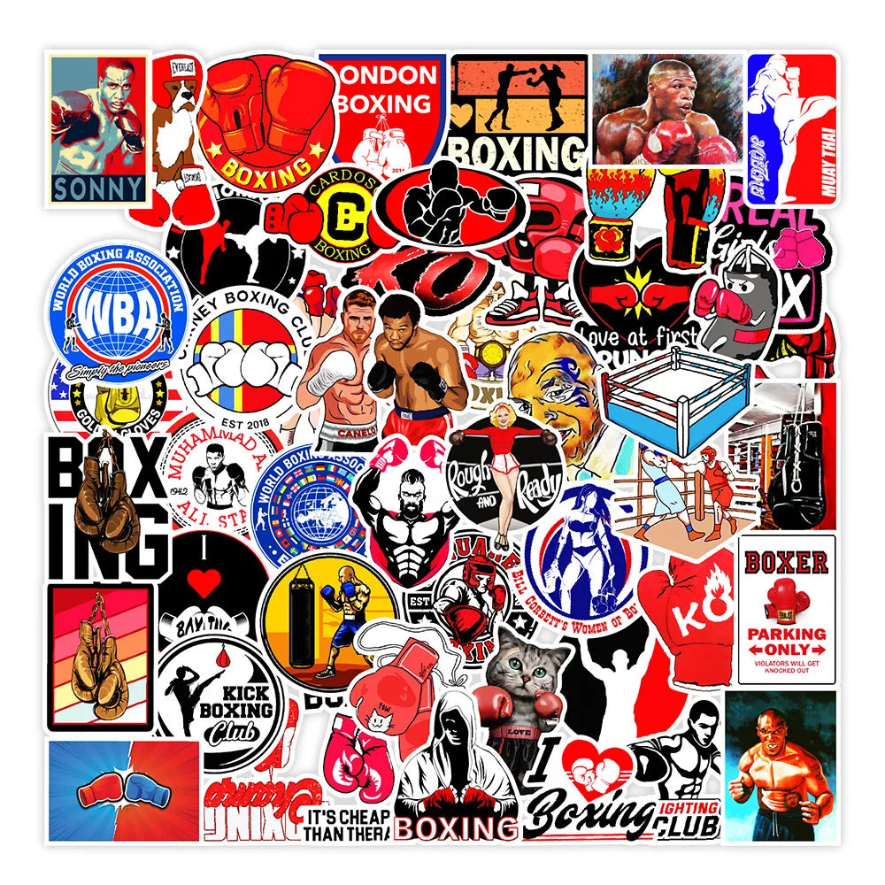 50PCS Boxing Sports Graffiti Stickers Mobile Phone Cabinet Wall Skateboard Luggage Decoration Stickers
