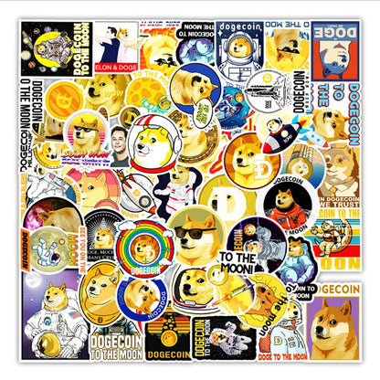 50 pieces of cute cartoon dog coins, fun dog head graffiti stickers, personalized suitcase, notebook, planner, waterproof sticker toys