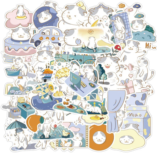 40PCS Cute Cat Pet Cartoon Graffiti Luggage Laptop Car Interior Bathroom Waterproof Stickers Decoration Gift