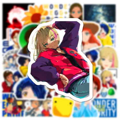 50PCS Cartoon Anime WONDER EGG PRIORITY Sticker DIY Skateboard Graffiti Waterproof Laptop Toy Sticker