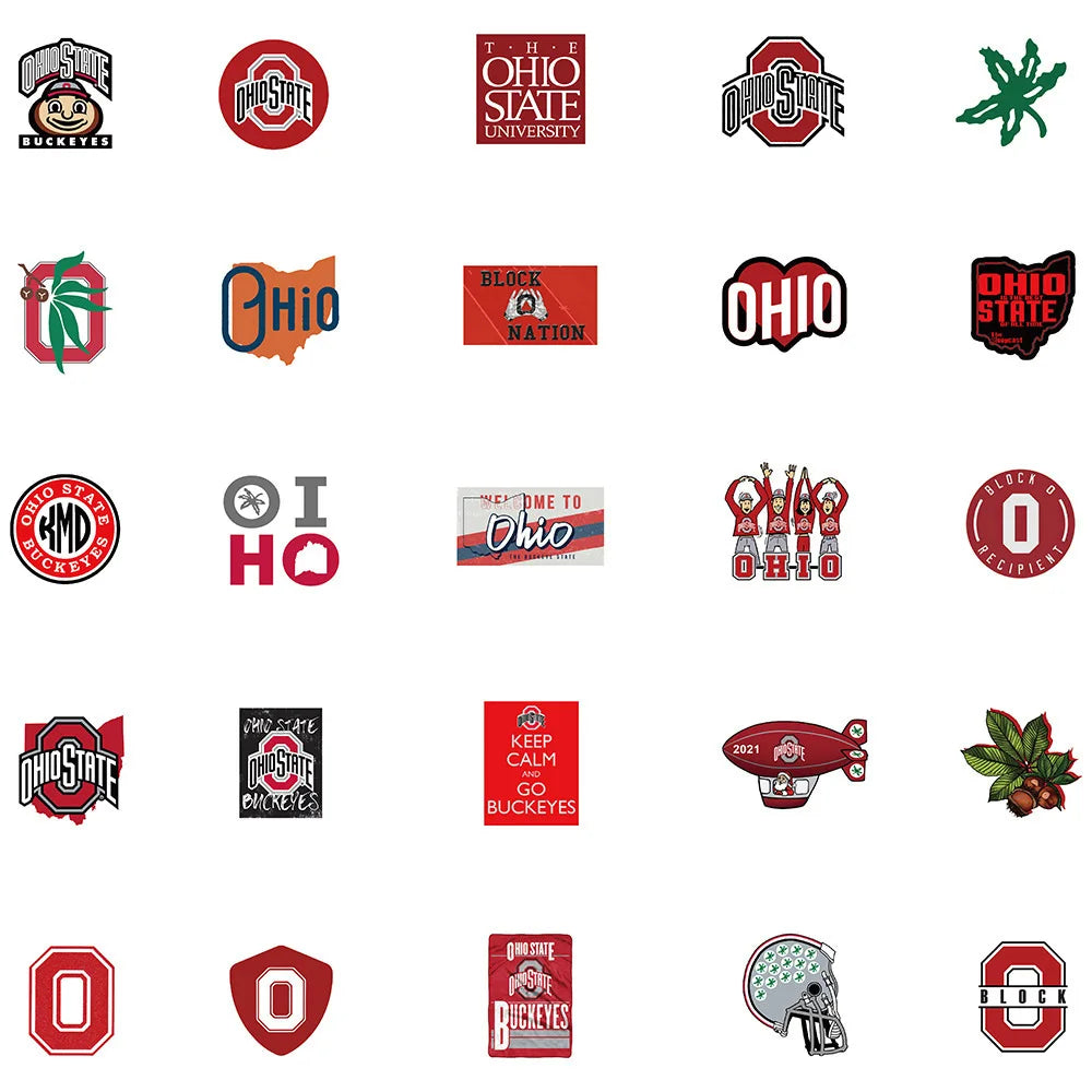 50PCS Ohio State University Personalized Decoration Graffiti Waterproof Sticker Notebook Refrigerator Skateboard