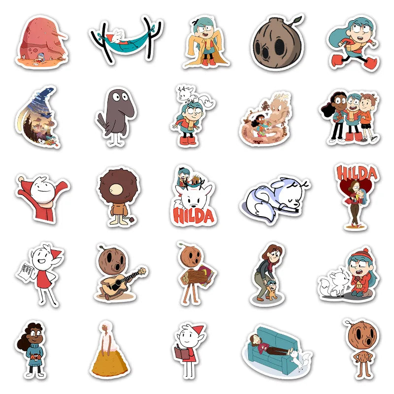 50PCS Cartoon Anime Hilda Girl Graffiti Notebook Guitar Bike Skateboard Gift Toy Waterproof Animation Sticker