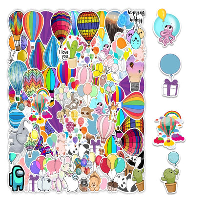 50PCS Cartoon Balloon Sticker Computer Notebook Mobile Phone Water Cup Sticker Waterproof Sticker