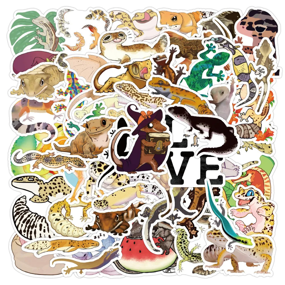 50PCS Cartoon Gecko Personalized Graffiti Waterproof Sticker Suitcase Notebook Refrigerator Skateboard Water Cup