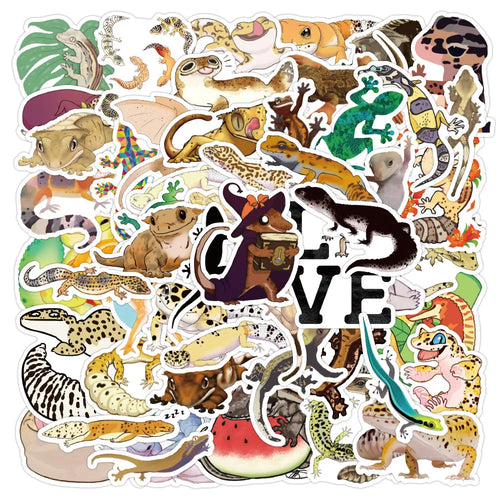 50PCS Cartoon Gecko Personalized Graffiti Waterproof Sticker Suitcase Notebook Refrigerator Skateboard Water Cup