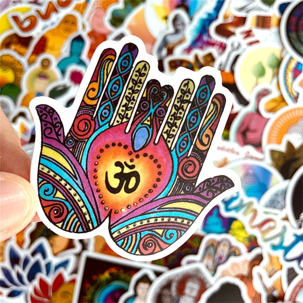 50PCS Good Luck Sticker Buddhist Faith Bless Notebook Graffiti Trolley Case Bike Scooter Waterproof Sticker