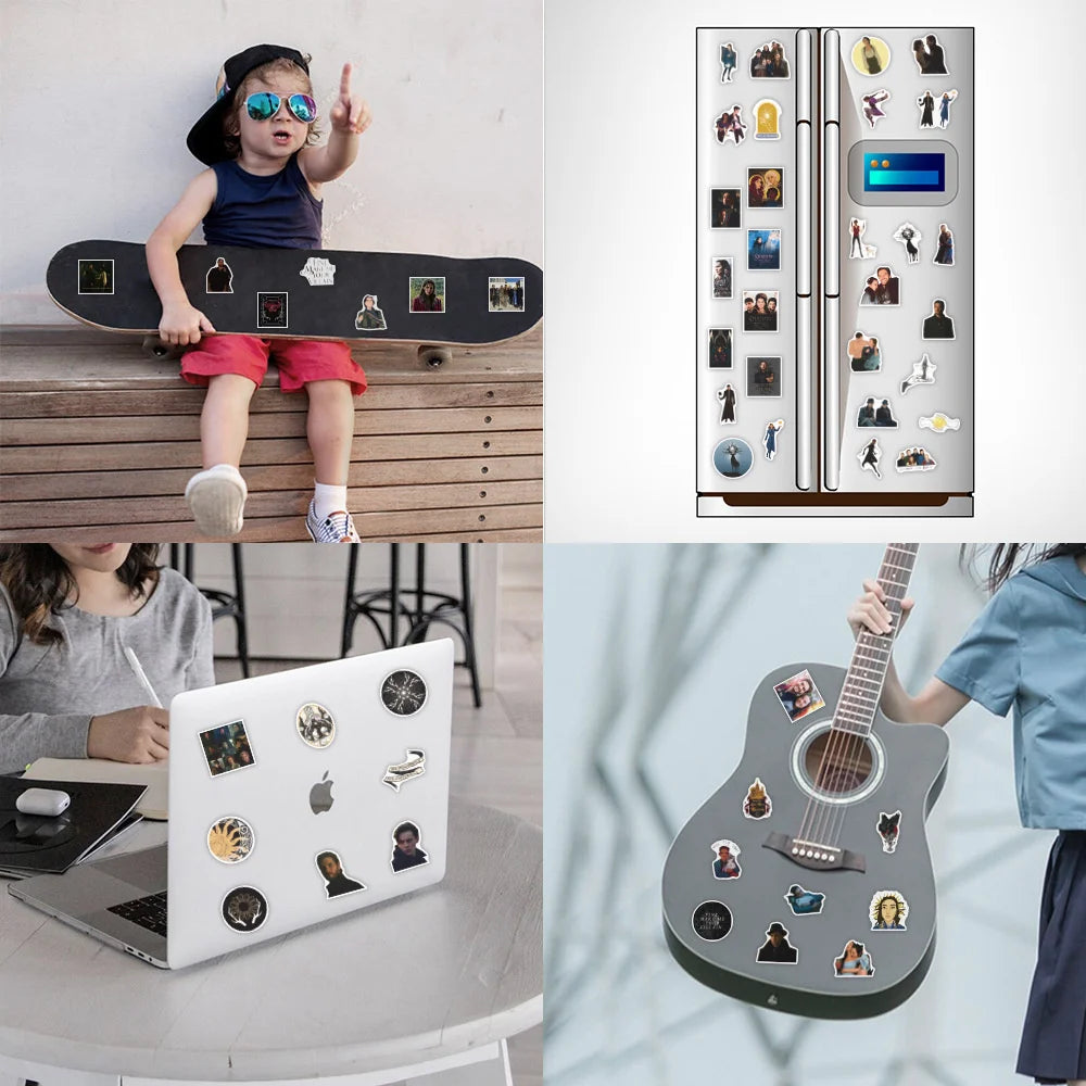50PCS Cool Guitar Skateboard Luggage Notebook Waterproof Helmet Calling the Sun High Score Movie DIY Sticker