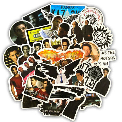 50 pieces of supernatural graffiti stickers for popular American TV series, personalized DIY luggage, laptop, guitar, bicycle and skateboard decorative stickers