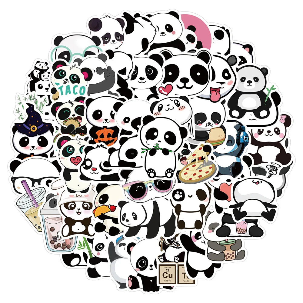 50PCS cartoon panda graffiti decoration suitcase guitar waterproof sticker