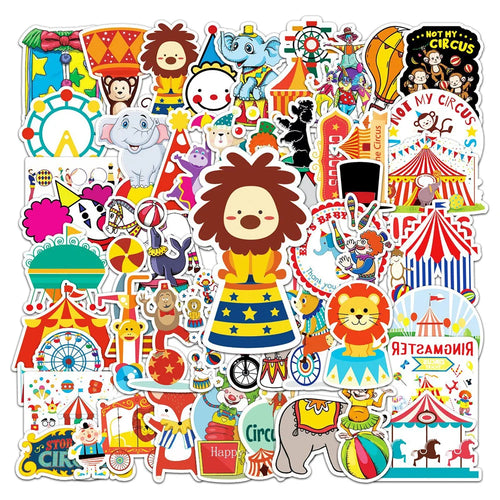 50PCS Circus Graffiti Sticker Cartoon Cute Paradise DIY Skateboard Water Cup Luggage Sticker