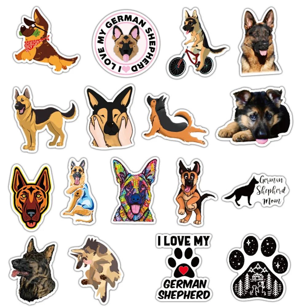 50PCS German Shepherd Graffiti Sticker Car Sticker Luggage Notebook Sticker Trolley Case Waterproof Sticker