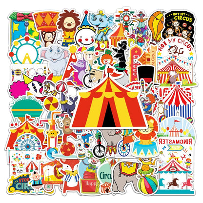 50PCS Circus Graffiti Sticker Cartoon Cute Paradise DIY Skateboard Water Cup Luggage Sticker
