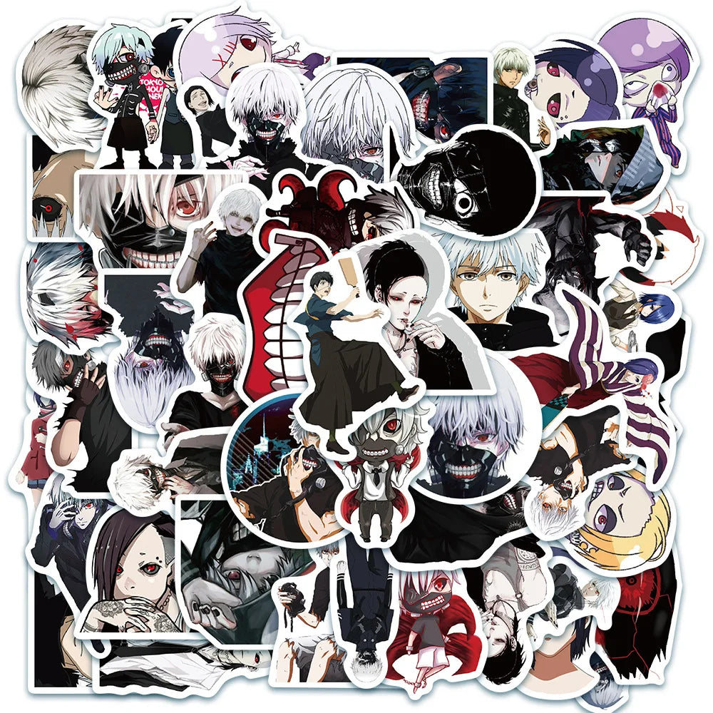 50PCS Anime Tokyo Ghoul Graffiti Sticker Notebook Guitar Bike Skateboard Gift Toy Cartoon PVC Sticker