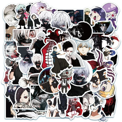 50PCS Anime Tokyo Ghoul Graffiti Sticker Notebook Guitar Bike Skateboard Gift Toy Cartoon PVC Sticker