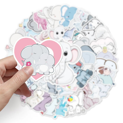50PCS Elephant Personality Cute Cartoon Animal Graffiti Waterproof Sticker Suitcase Notebook Refrigerator Helmet