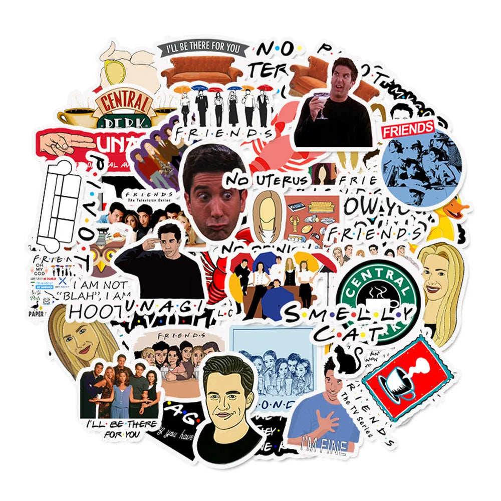 50PCS New American Drama Friends Graffiti Waterproof Sticker Suitcase Notebook Refrigerator Skateboard Water Cup