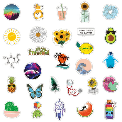 50PCS Art Illustration Popular Creative Cartoon Variety Of Fresh Decorative Style Graffiti Stickers Personality Fashion Creative DIY Exquisite Decorative Decals For Cups, Helmets, Skateboards Popular Stickers Toys