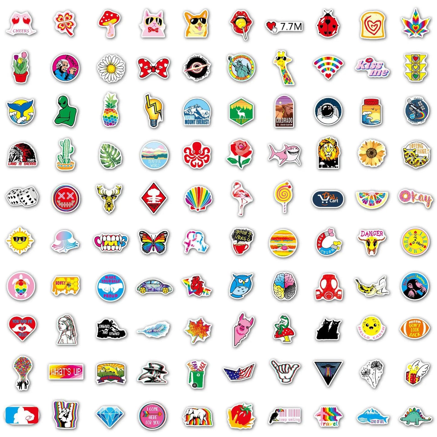 100PCS Cartoon Personality Fun Skateboard Tide Brand Trolley Case Bike Scooter Water Cup Waterproof Sticker