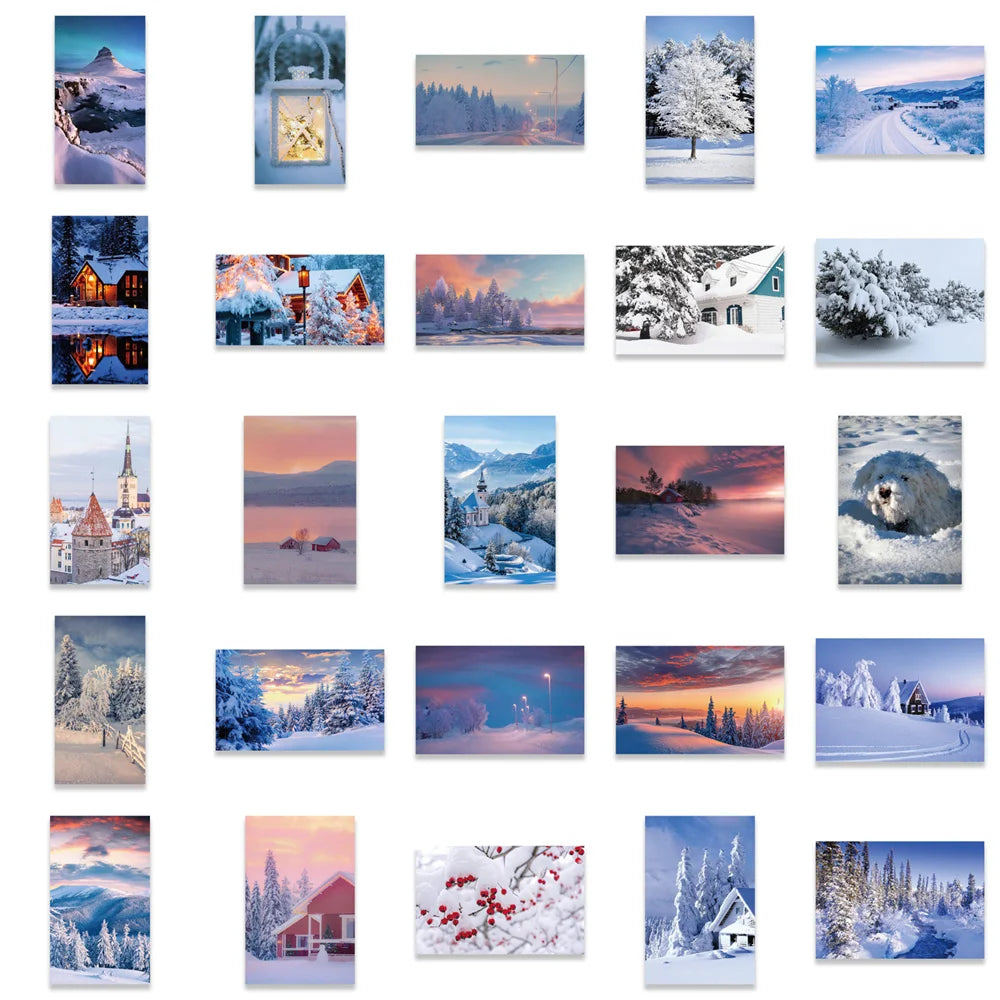 50PCS Winter Snow Scene Stickers Personalized Decoration Luggage Laptop Guitar Waterproof Stickers
