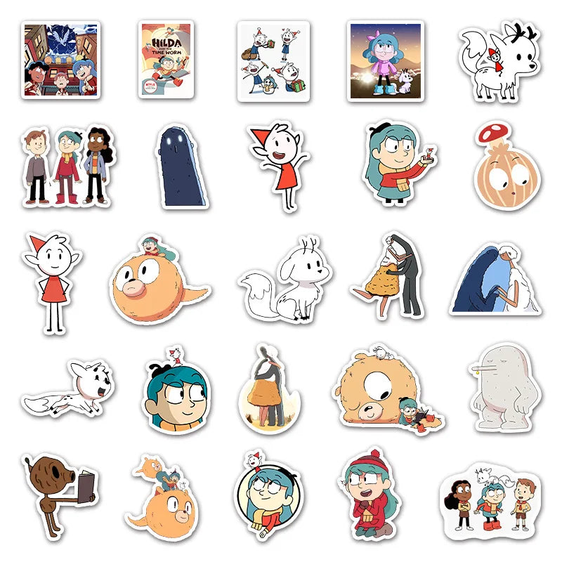 50PCS Cartoon Anime Hilda Girl Graffiti Notebook Guitar Bike Skateboard Gift Toy Waterproof Animation Sticker