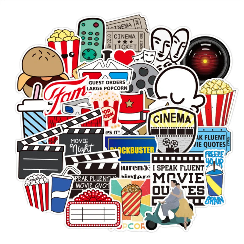 50 pieces of new movie party decoration style graffiti stickers, personalized, fashionable and creative DIY exquisite decorative decal cups, helmets, skateboard popular stickers