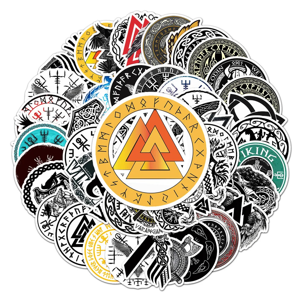 50PCS Viking Suitcase Stickers Creative Trend Graffiti Waterproof Suitcase Laptop Decoration Stickers