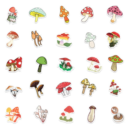 50PCS Cartoon Ins Wind Mushroom Diy Creative Sticker Luggage Laptop Mobile Phone Decoration Sticker