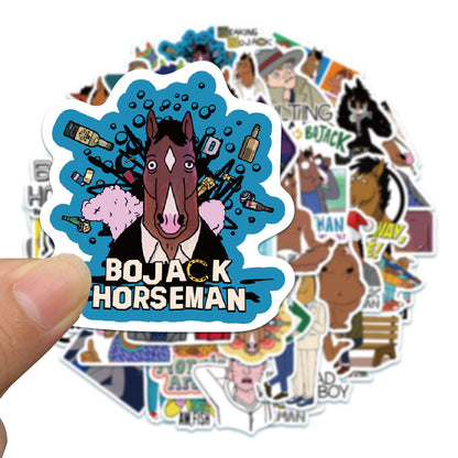 50PCS BoJack Horseman TV Anime Doodle Stickers - Exquisite, Stylish, Creative DIY Decor for Notebooks, Stickers for Water Bottles, Helmets, Skateboards, Stationery Boxes, and Desktops